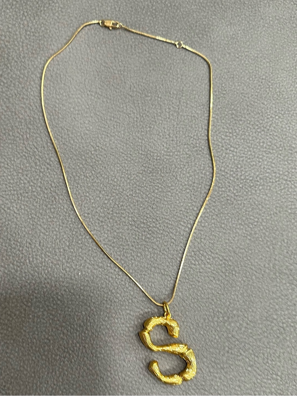 Designer Inspired 18K Gold Plated Bamboo Initial Necklace
